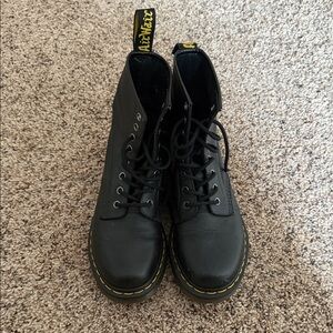 Dr. Martens Black Boots with Yellow Stitching